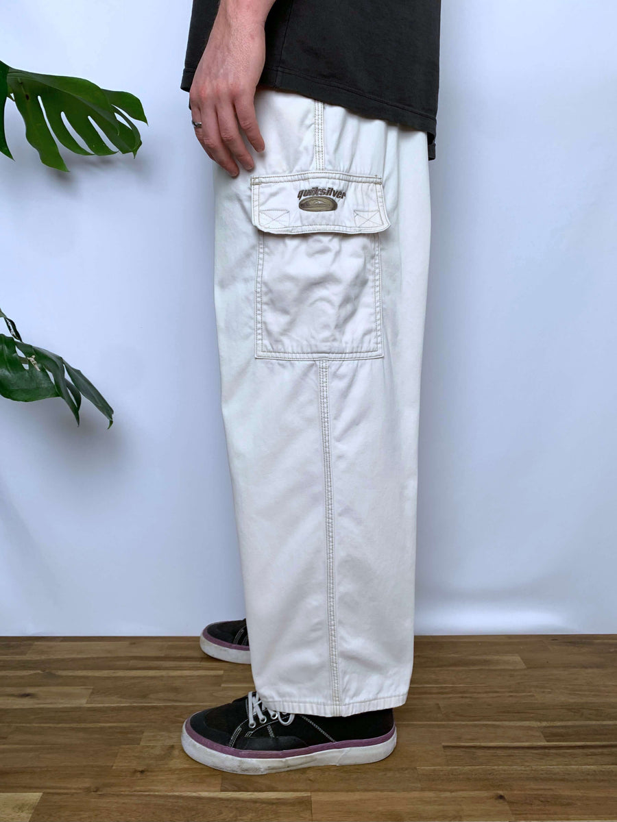 RARE 90S QUIKSILVER ELASTIC WAIST CARGO PANTS