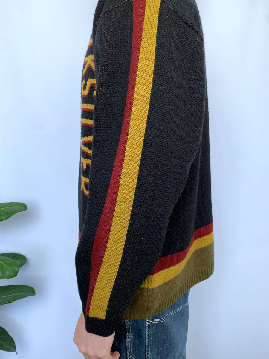 RARE VINTAGE QUIKSILVER SPELLOUT ZIP UP KNIT - M