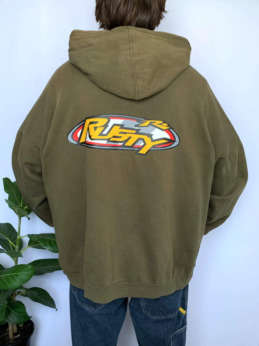 KHAKI VINTAGE RUSTY GRAPHIC HOODIE* - XL