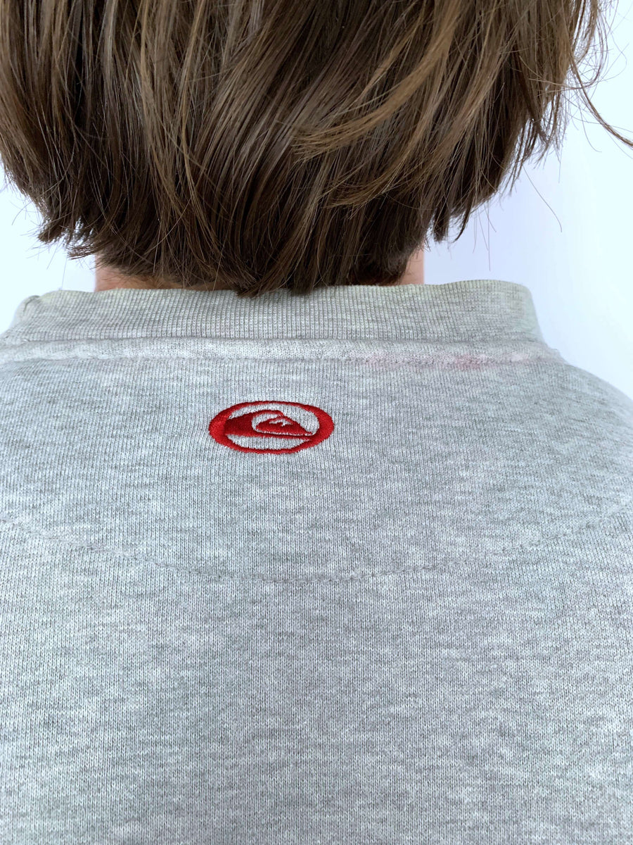BAGGY VINTAGE QUIKSILVER EMBROIDERED SPELLOUT CREWNECK - XL