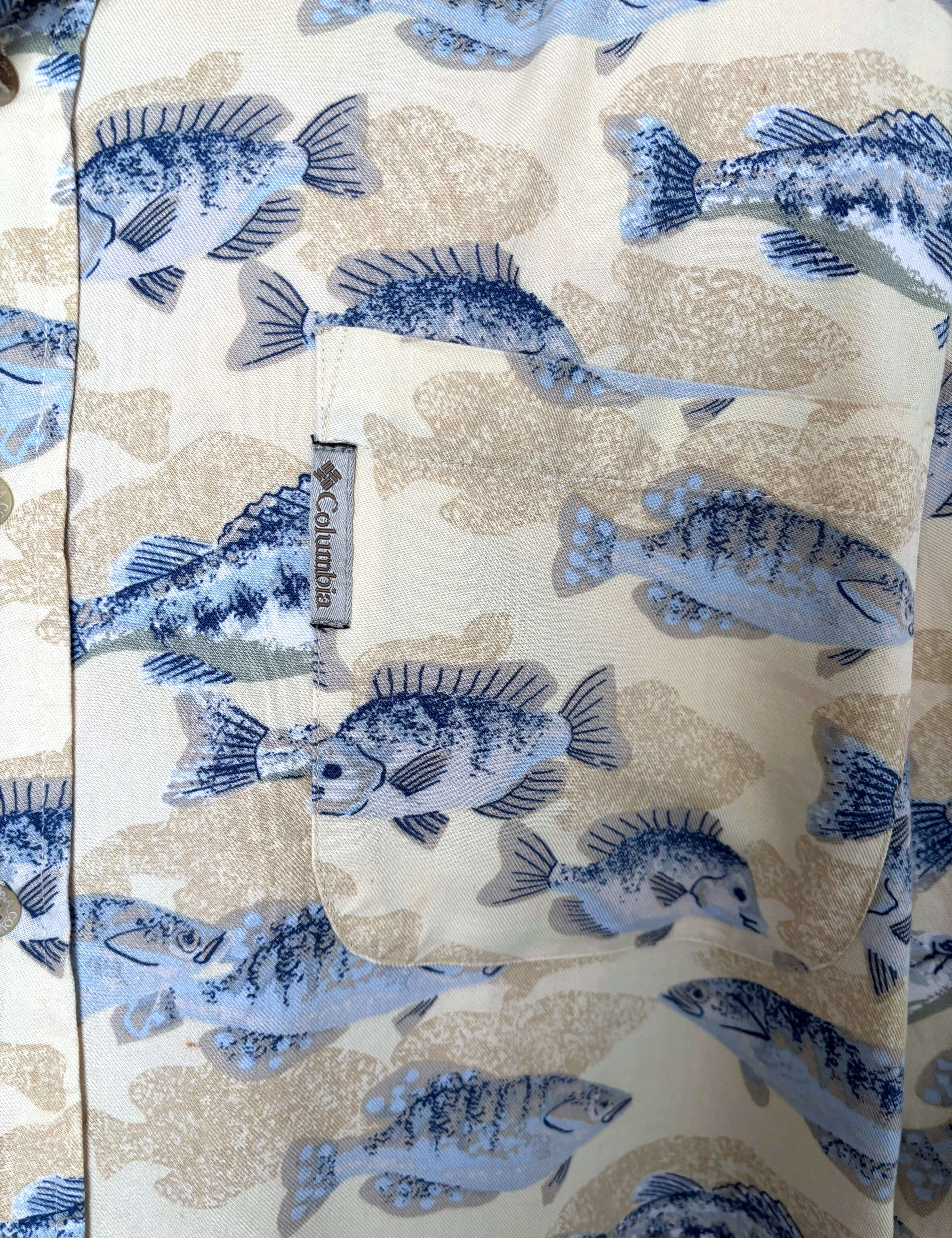 VINTAGE COLUMBIA FISH BUTTON UP - XXL