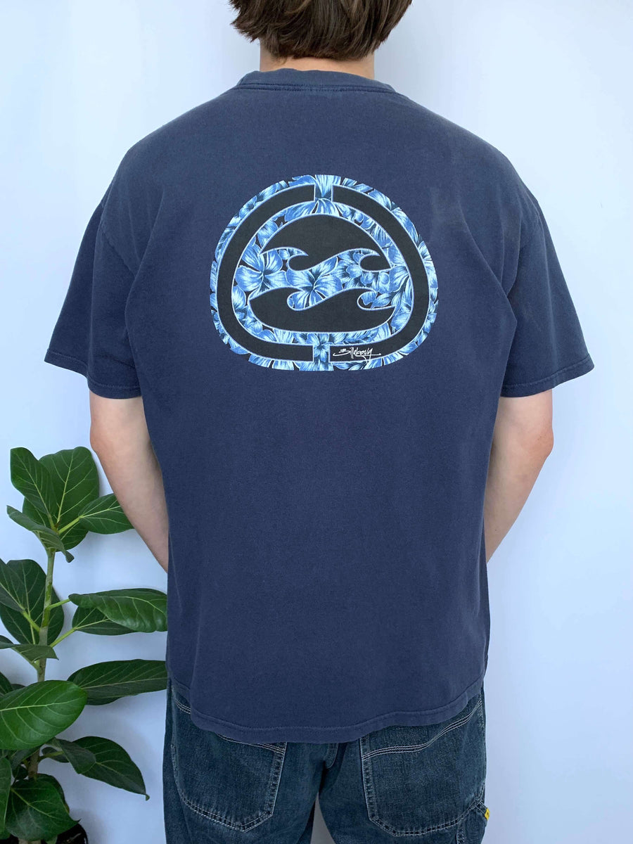 VINTAGE BILLABONG HIBISCUS LOGO TEE - L