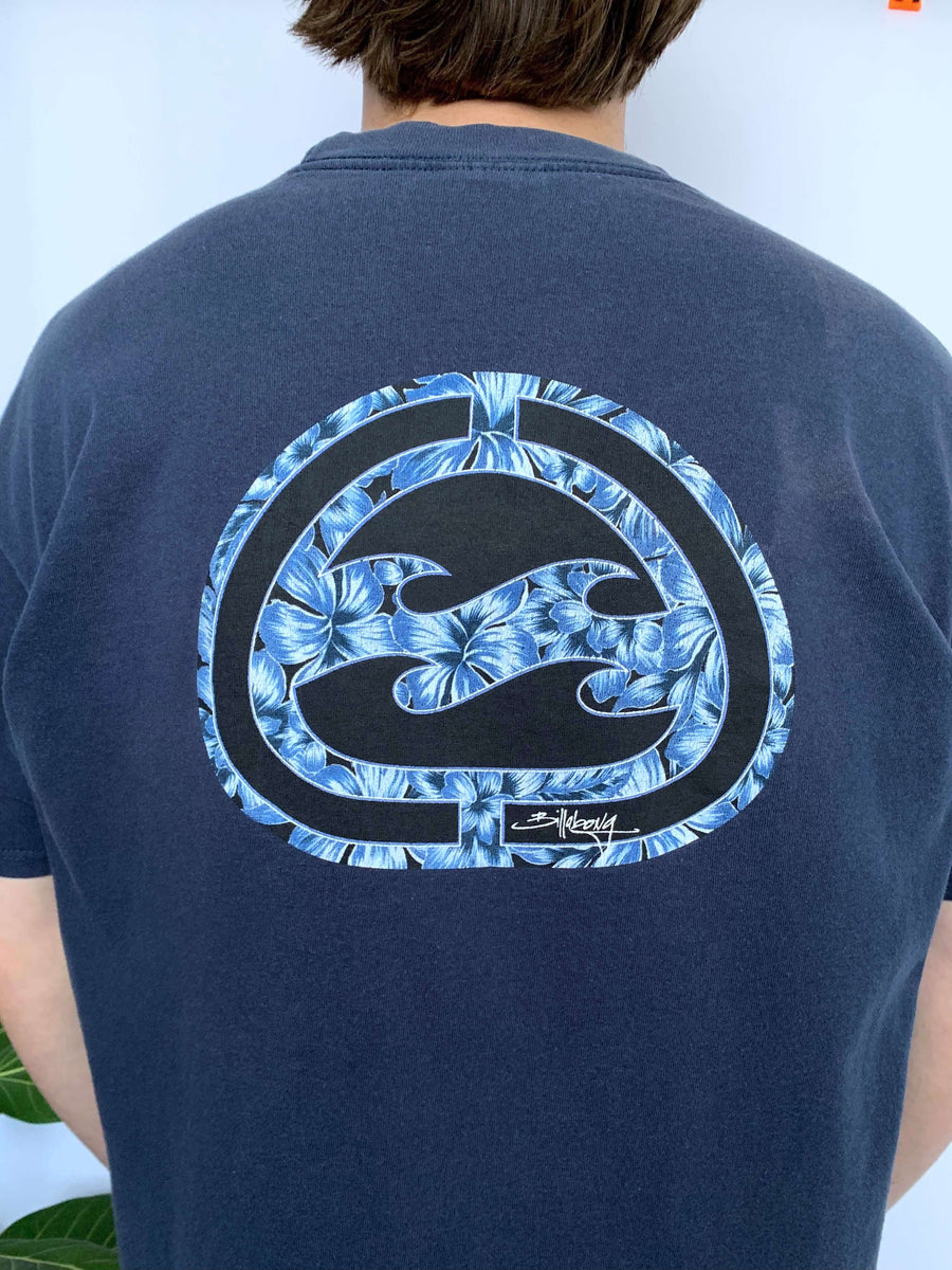VINTAGE BILLABONG HIBISCUS LOGO TEE - L