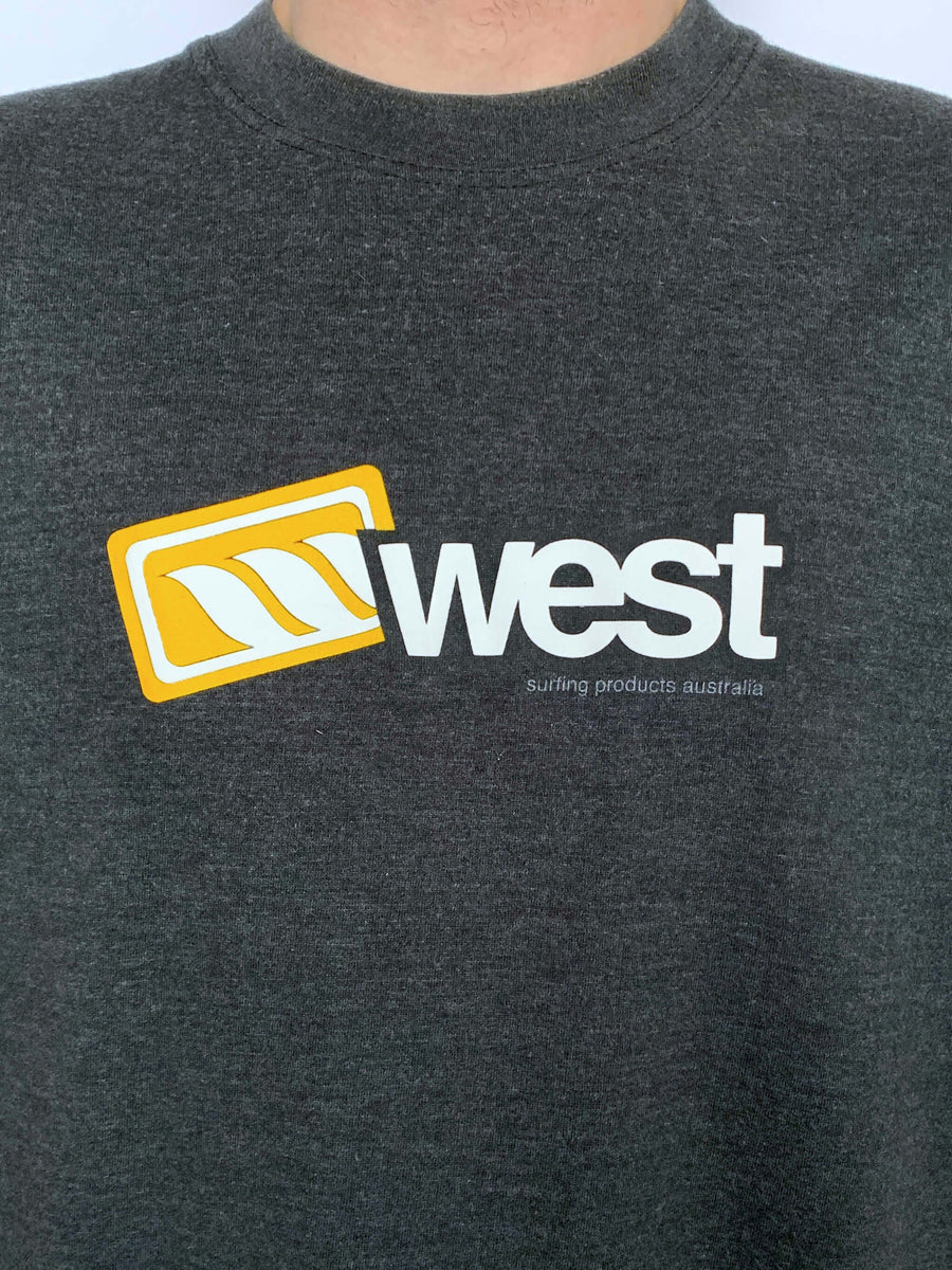 VINTAGE WEST SURF SPELLOUT/LOGO TEE - L