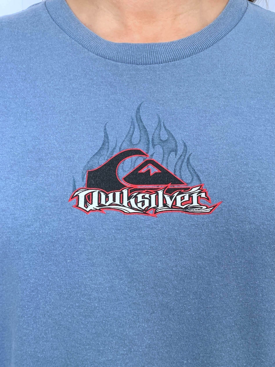 VINTAGE QUIKSILVER FLAMING DRAGON TEE - XS/S/10/12