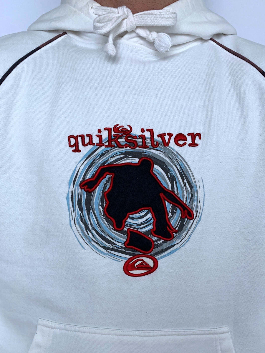 VINTAGE QUIKSILVER EMBROIDERED SKATER HOODIE - L