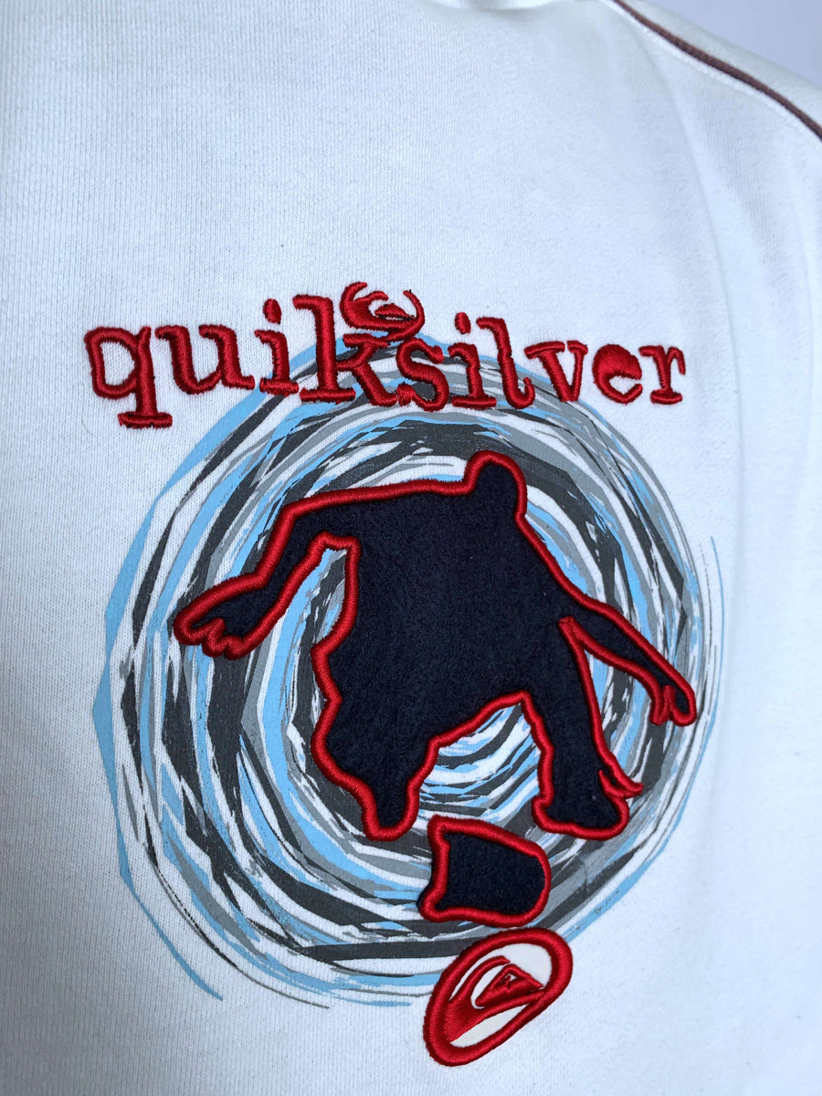 VINTAGE QUIKSILVER EMBROIDERED SKATER HOODIE - L