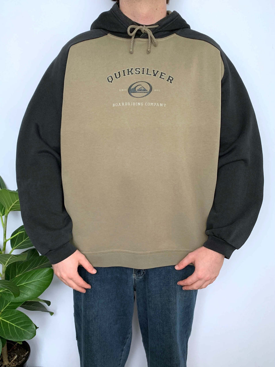 VINTAGE QUIKSILVER BOARDRIDING CO TWO TONE HOODIE - L