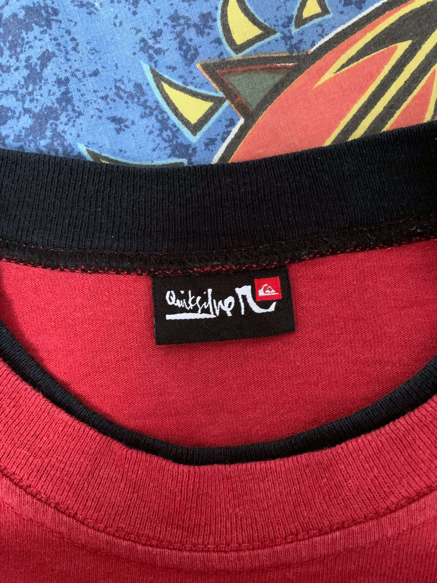 VINTAGE QUIKSILVER DOUBLE LAYERED TWO-TONE LONG SLEEVE TEE - 6/8