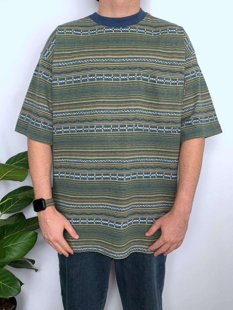 DEADSTOCK VINTAGE OCEAN PACIFIC STRIPE TEE - XL