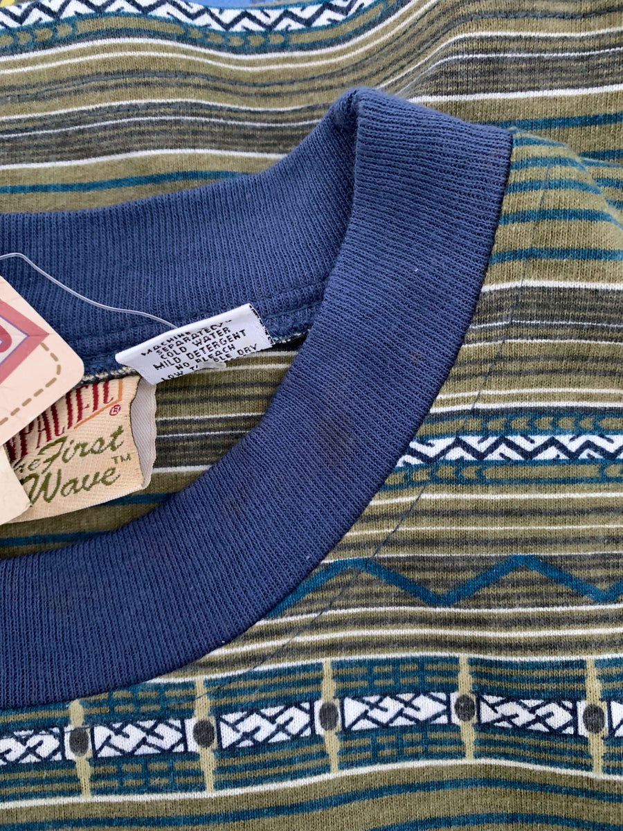 DEADSTOCK VINTAGE OCEAN PACIFIC STRIPE TEE - XL
