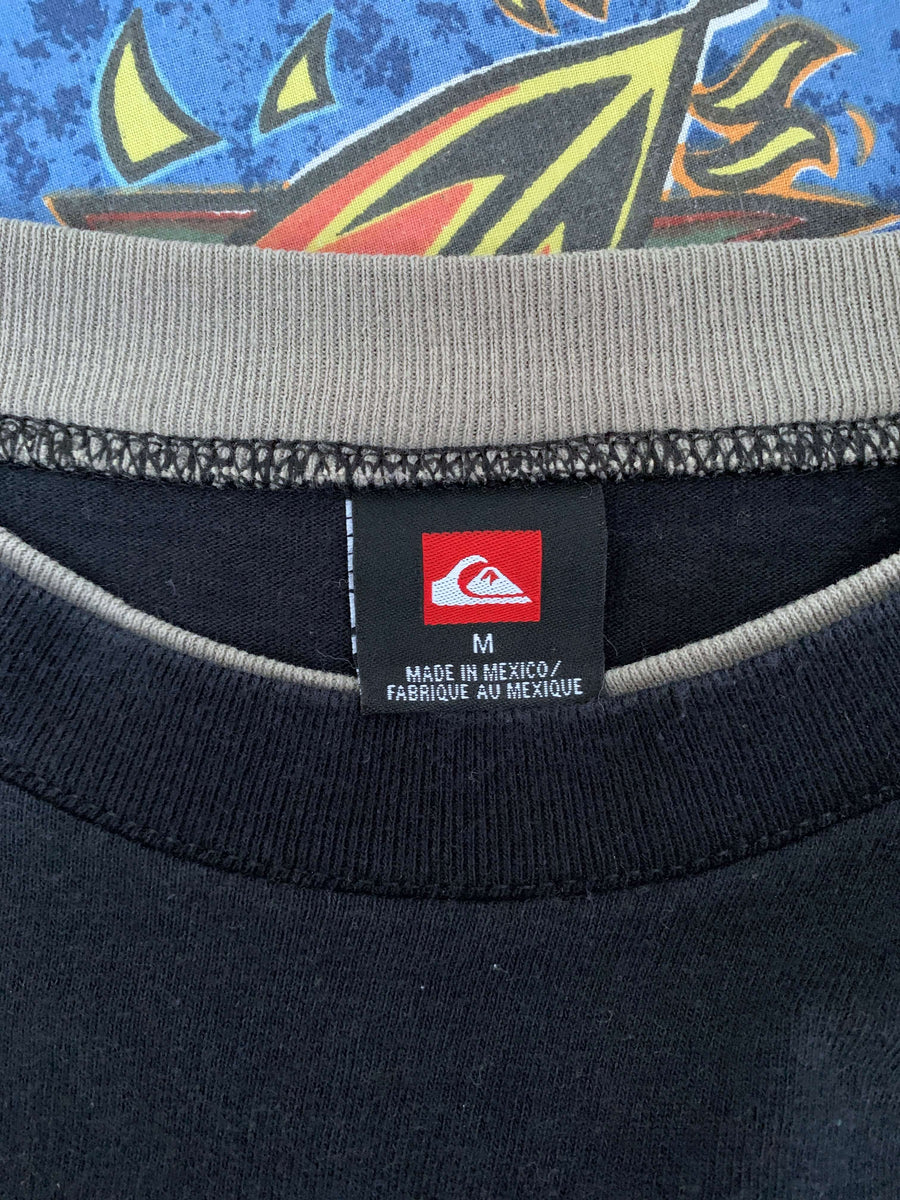 VINTAGE QUIKSILVER DOUBLE LAYERED TWO-TONE LONG SLEEVE TEE - L