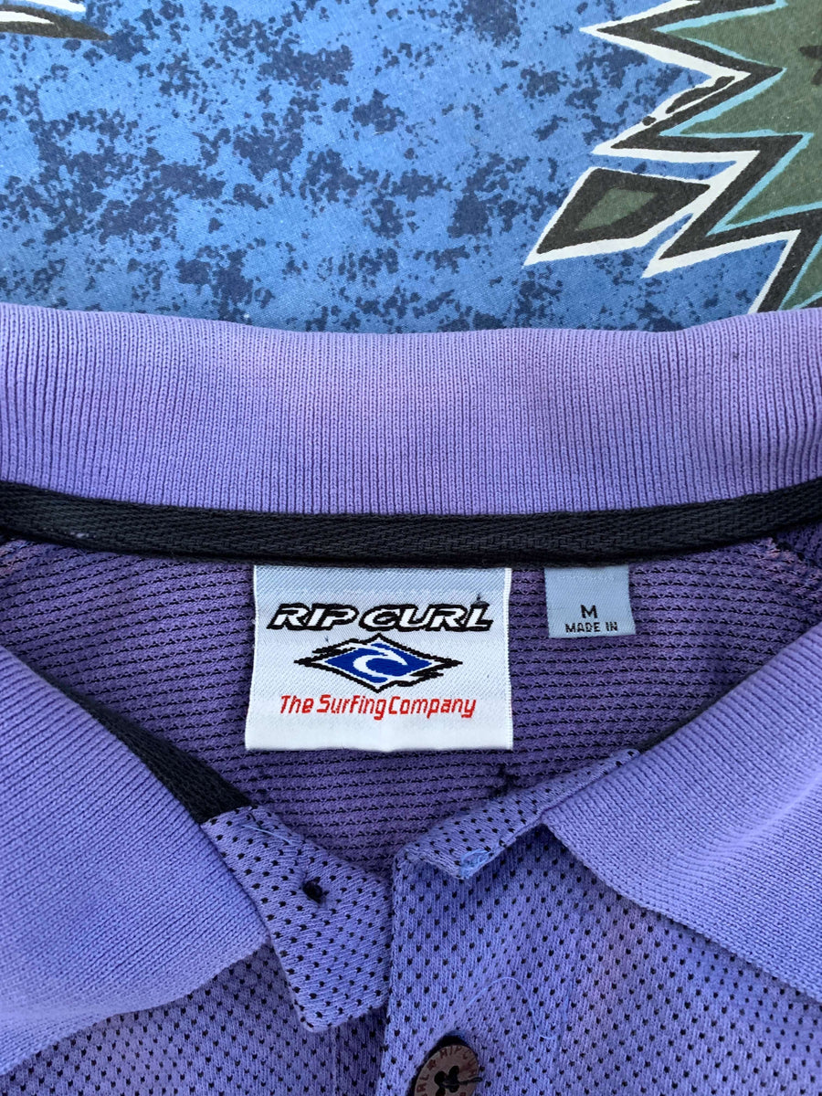 VINTAGE RIP CURL TEXTURED EMBROIDERED POLO - L