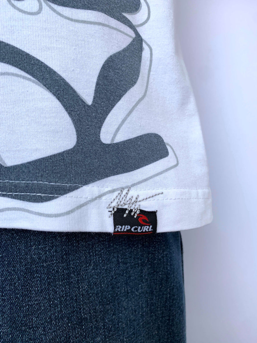 VINTAGE RIP CURL BIG SPELLOUT POLO - L
