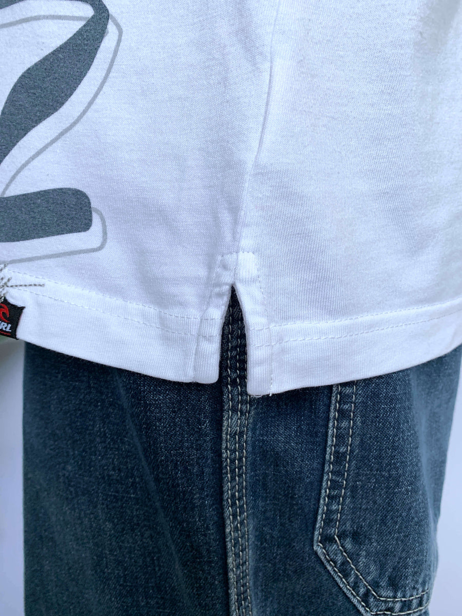 VINTAGE RIP CURL BIG SPELLOUT POLO - L