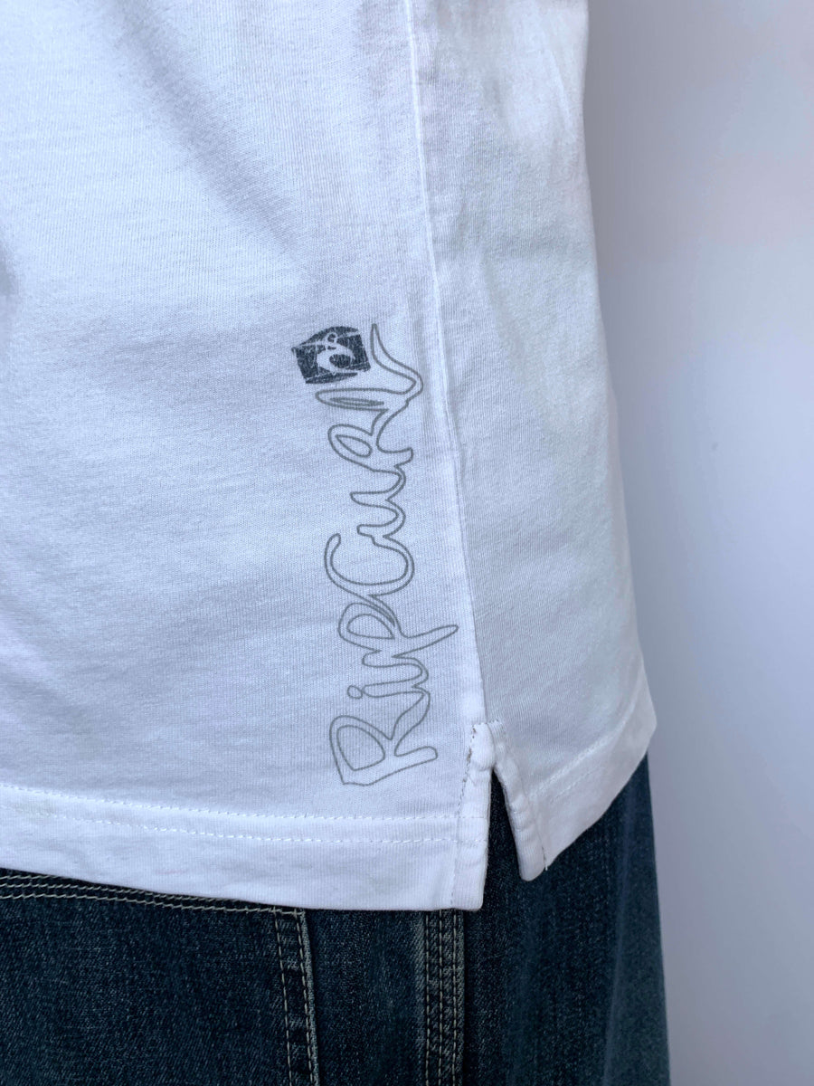 VINTAGE RIP CURL BIG SPELLOUT POLO - L