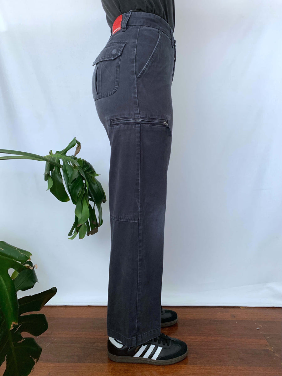 FADED VINTAGE QUIKSILVER CARGO PANTS - W26/27