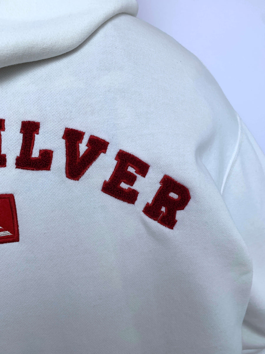 VINTAGE QUIKSILVER TOWELLING SPELLOUT ZIP-UP HOODIE - M/L