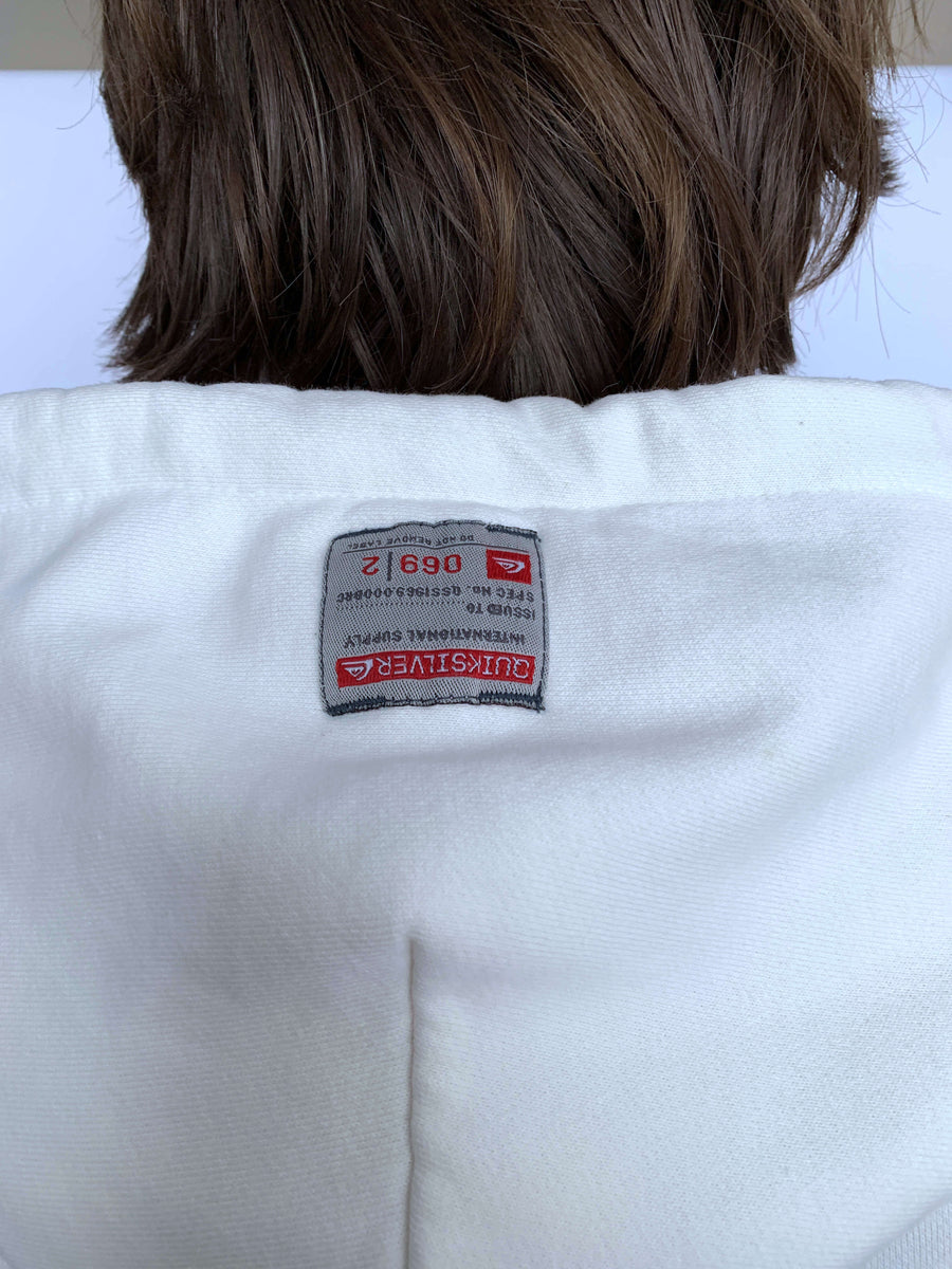 VINTAGE QUIKSILVER TOWELLING SPELLOUT ZIP-UP HOODIE - M/L