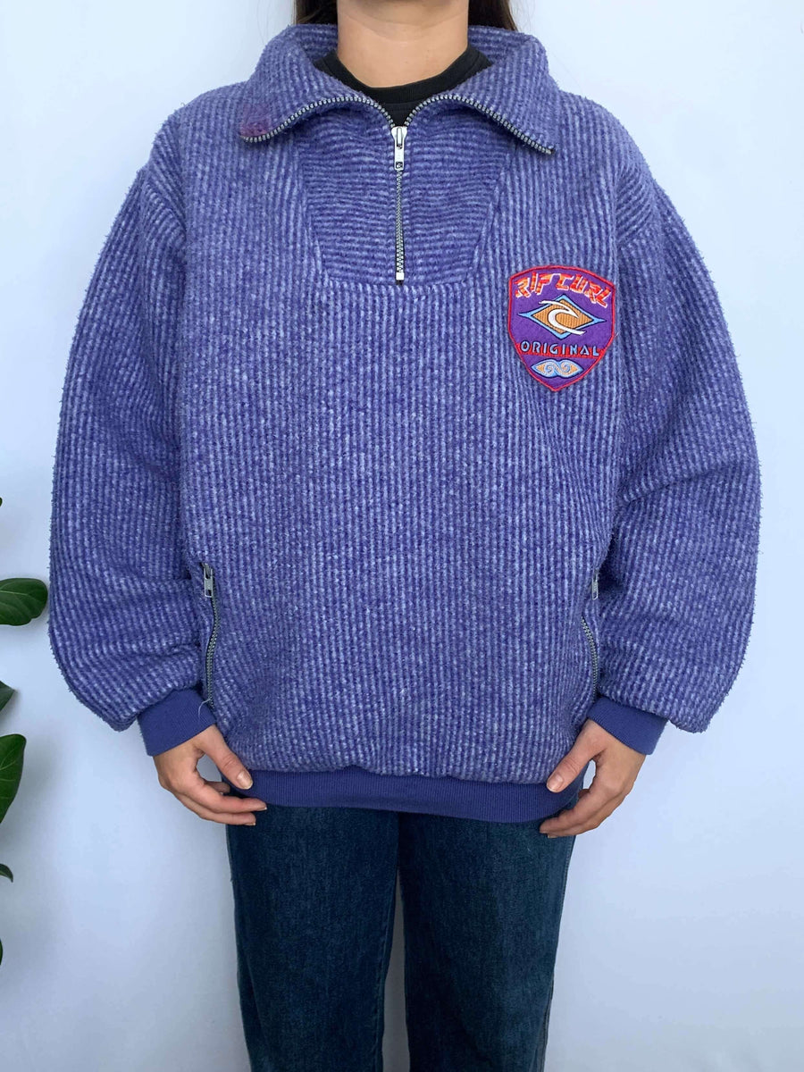 RARE 90S RIP CURL FLEECE QTR ZIP - S/10/12