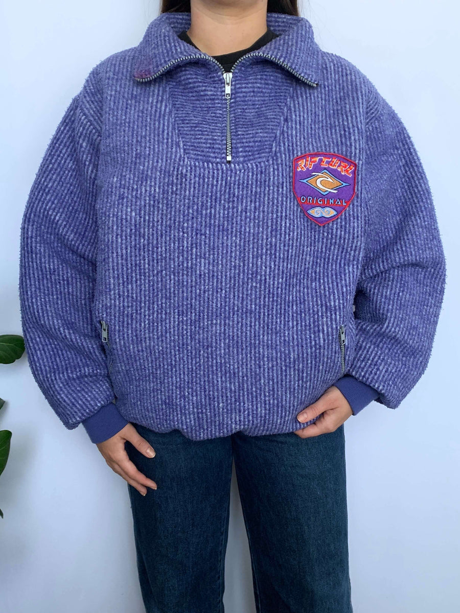 RARE 90S RIP CURL FLEECE QTR ZIP - S/10/12