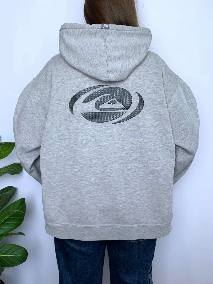 VINTAGE QUIKSILVER EMBOSSED LOGO HOODIE - S