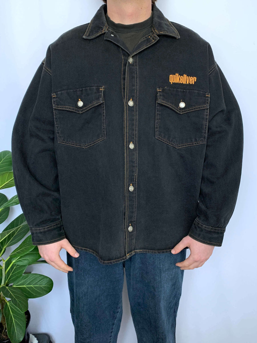 90S QUIKSILVER EMBROIDERED OVERSHIRT - L