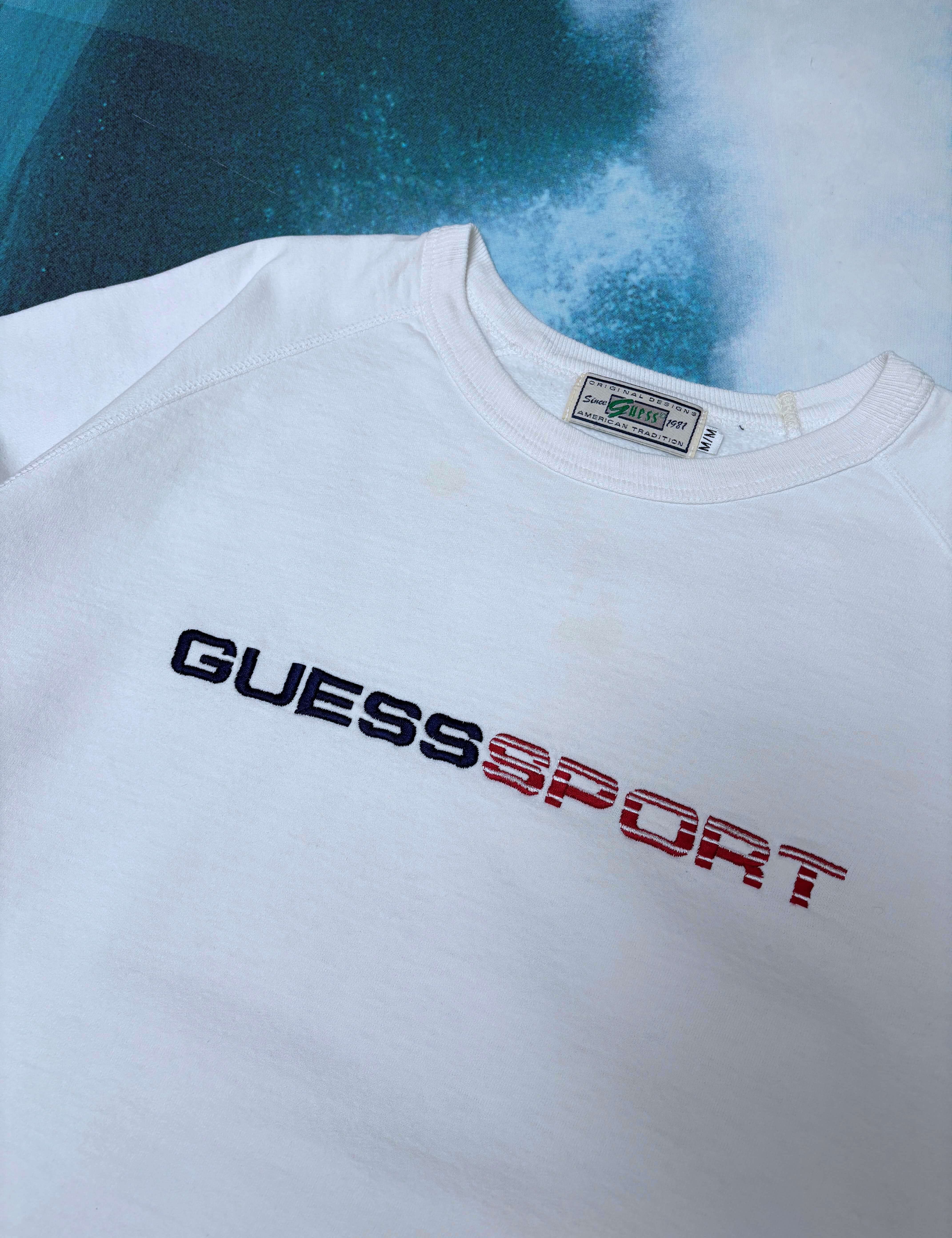 90S GUESS SPORT EMBROIDERED SPELLOUT CREWNECK - M/L