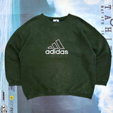 THICK VINTAGE ADIDAS EMBROIDERED LOGO CREWNECK - L