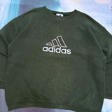 THICK VINTAGE ADIDAS EMBROIDERED LOGO CREWNECK - L