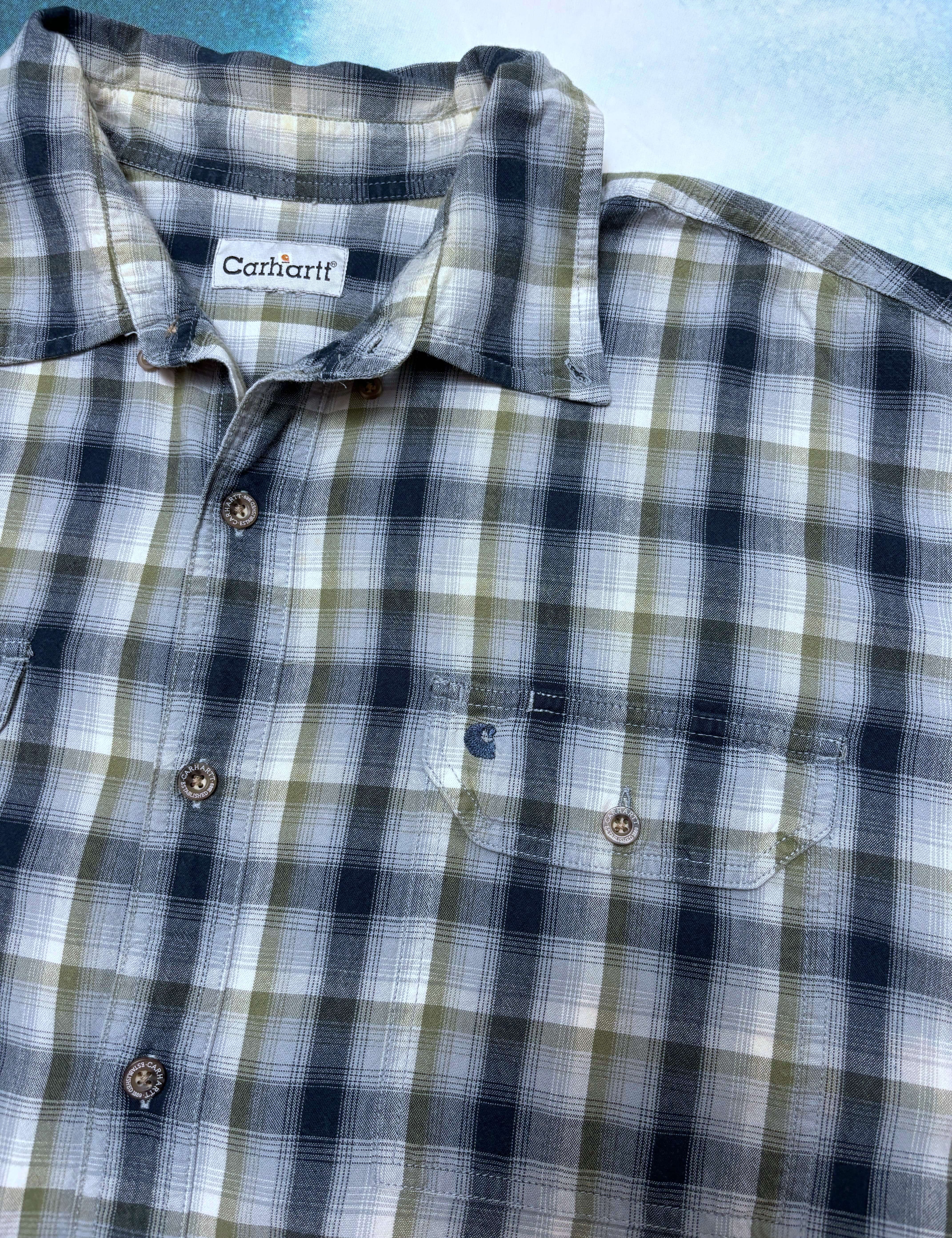 VINTAGE CARHARTT CHECK BUTTON UP - XL/XXL