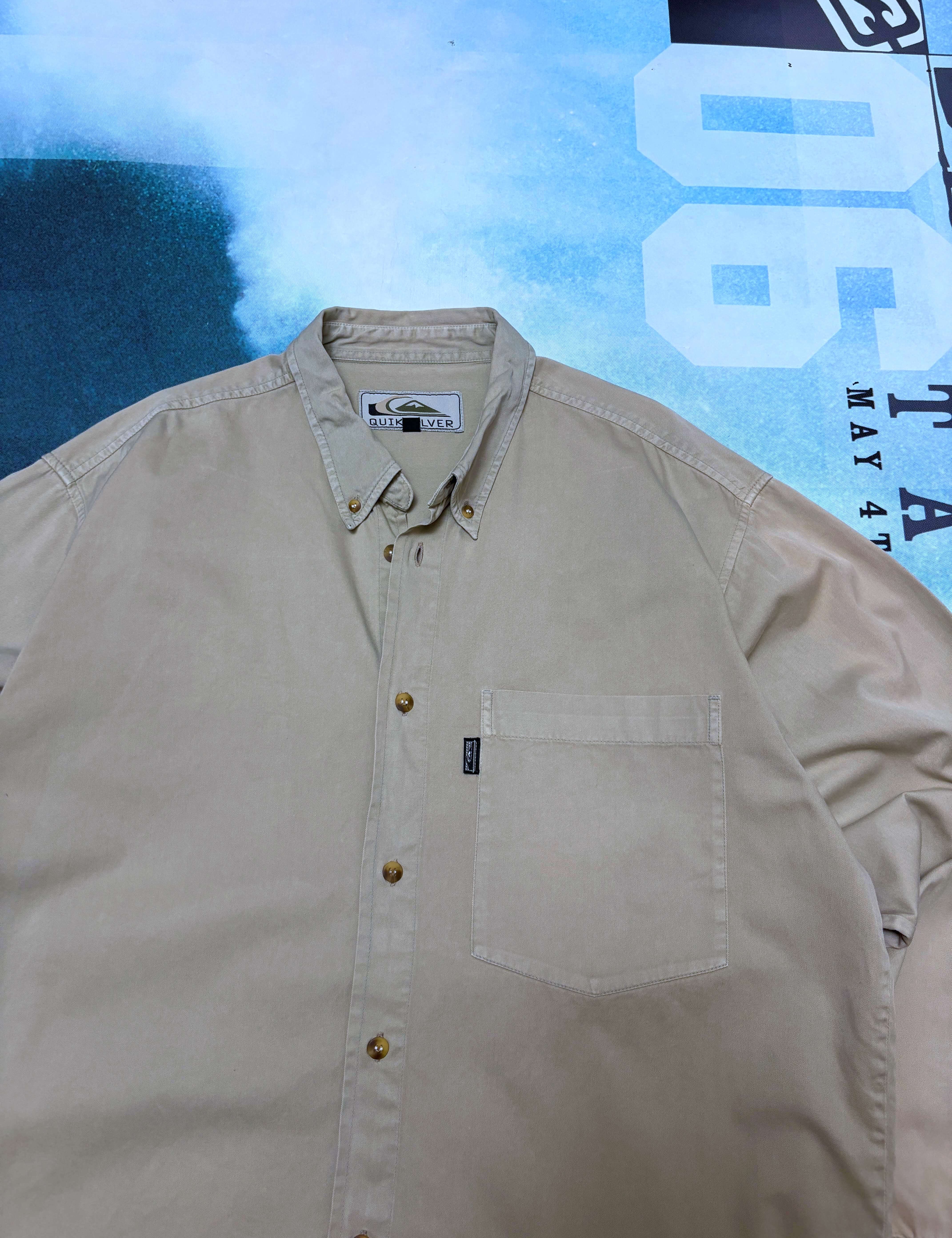 TAN VINTAGE QUIKSILVER OVERSHIRT - L