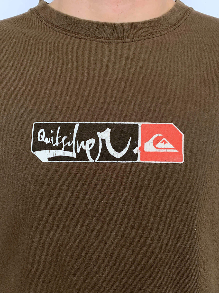 Y2K QUIKSILVER BIG SPELLOUT TEE - L