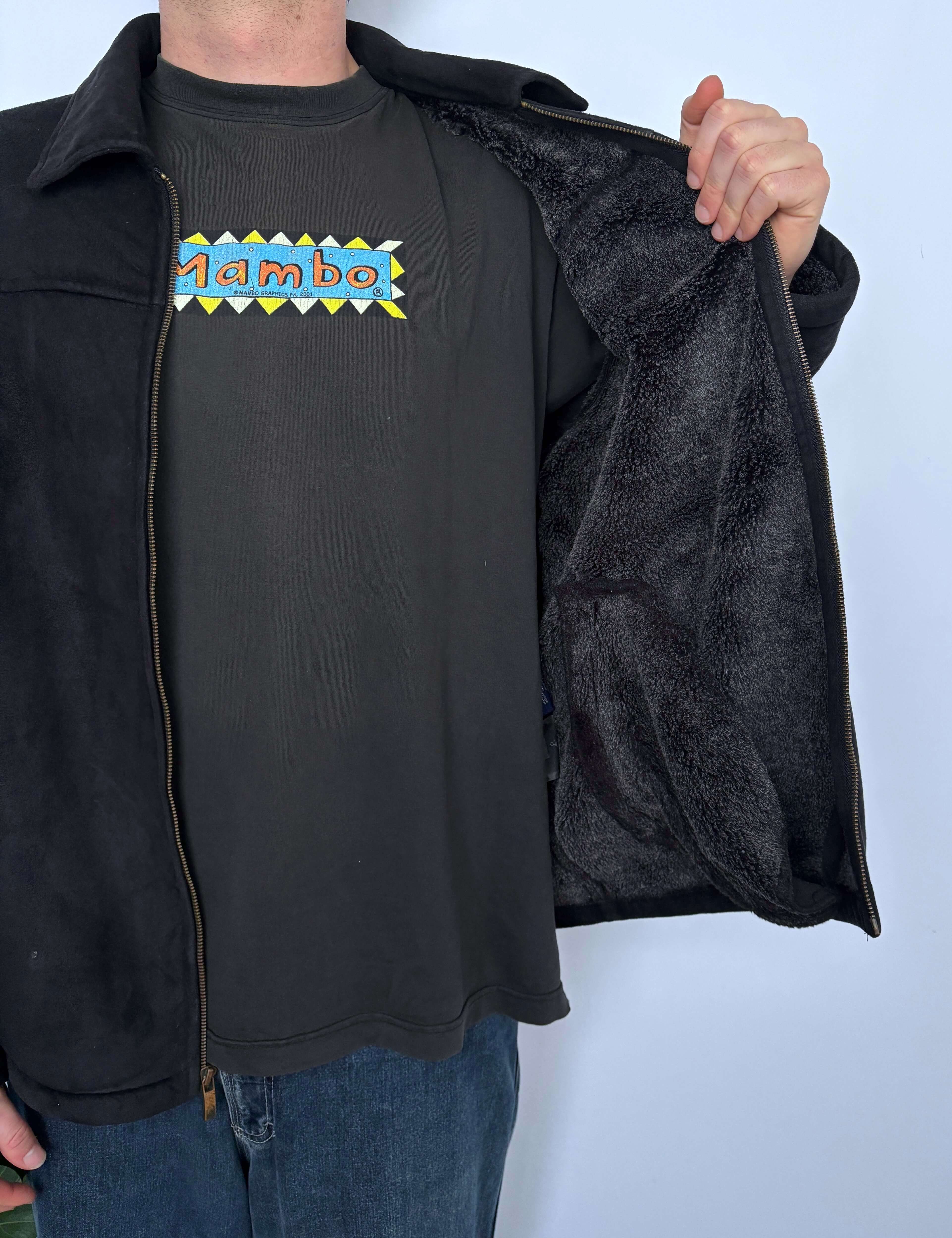 VINTAGE CHAPS SHERPA LINED SUEDE-LIKE JACKET - L