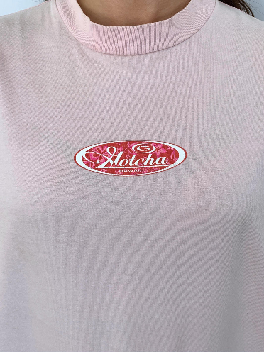 PALE PINK VINTAGE GOTCHA GRAPHIC TEE - 8/10