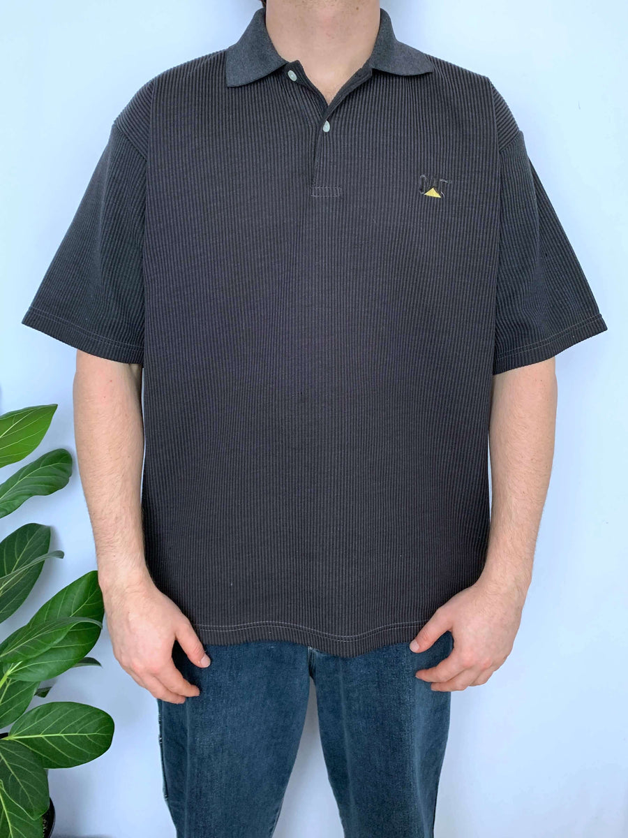 VINTAGE CAT RIBBED POLO SHIRT - L/XL