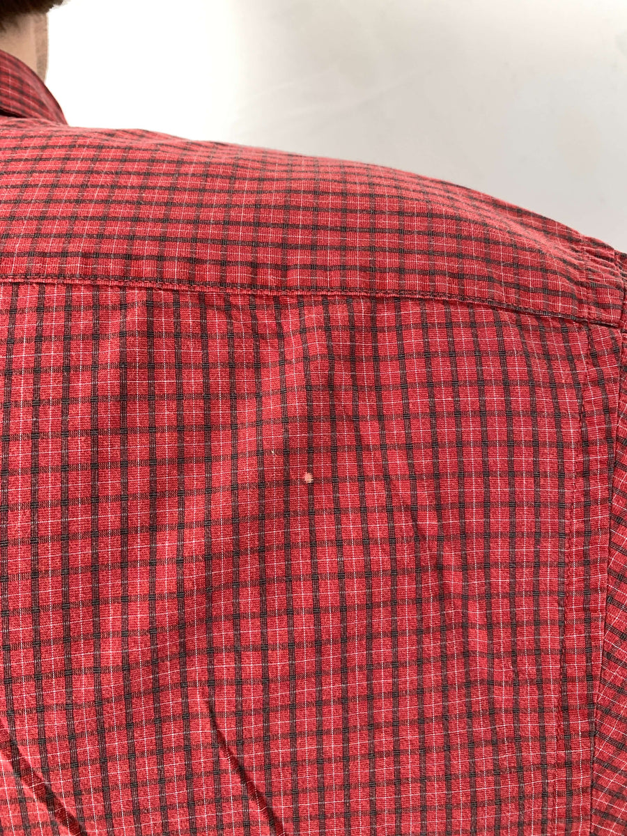 VINTAGE TOMMY EMBROIDERED CHECK BUTTON UP - XL