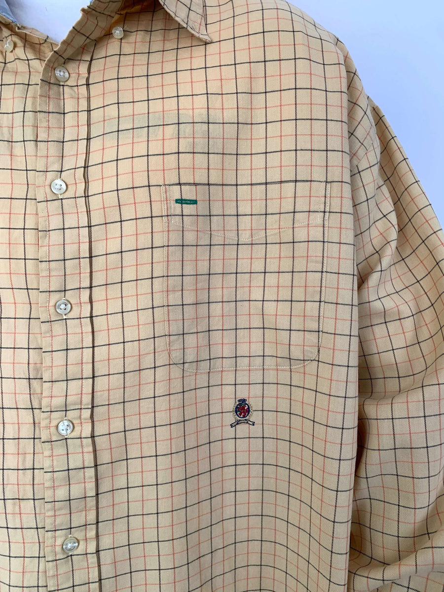 VINTAGE TOMMY EMBROIDERED CHECK BUTTON UP - XL/XXL
