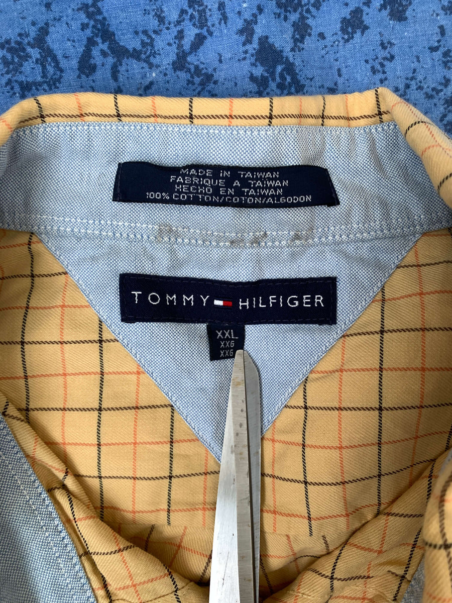 VINTAGE TOMMY EMBROIDERED CHECK BUTTON UP - XL/XXL