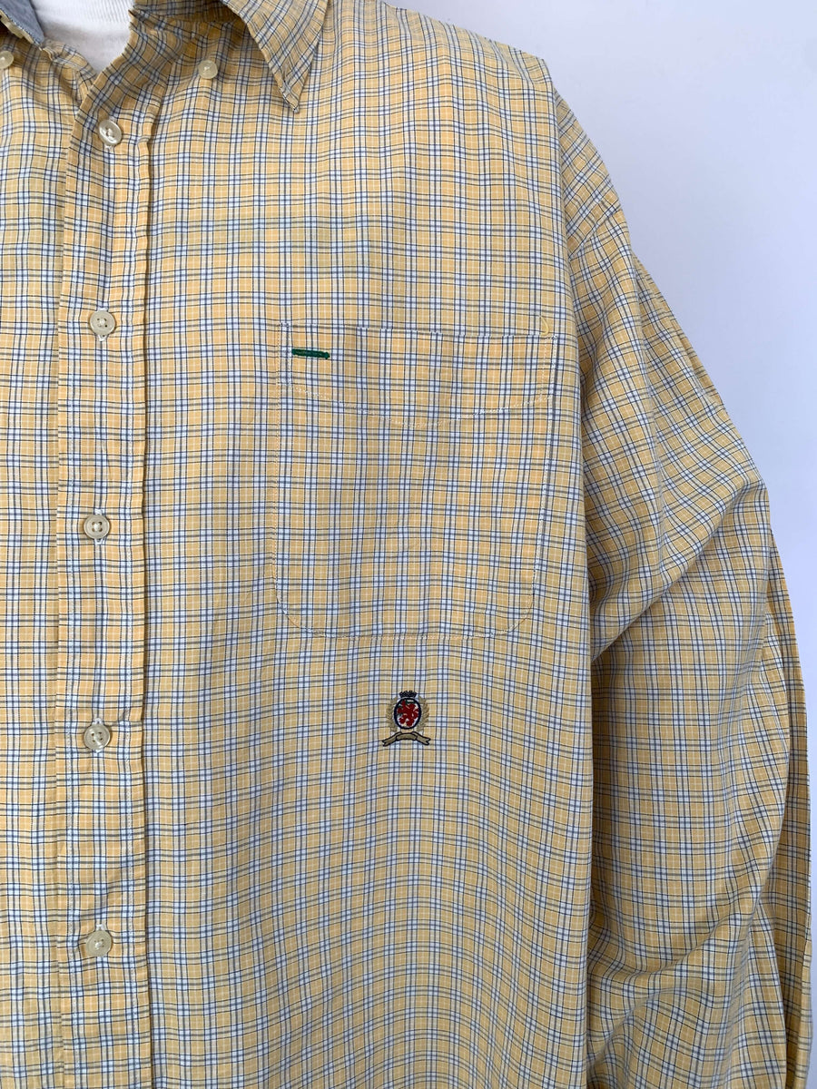 VINTAGE TOMMY CHECK BUTTON UP - XL