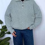 TEXTURED 90S RUSTY QTR BUTTON JUMPER - M