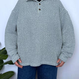 TEXTURED 90S RUSTY QTR BUTTON JUMPER - M