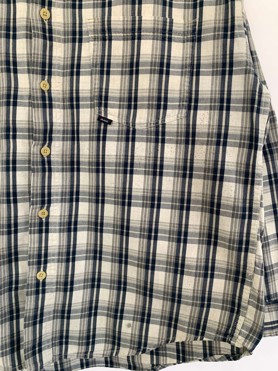 VINTAGE TOMMY CHECK BUTTON UP - M