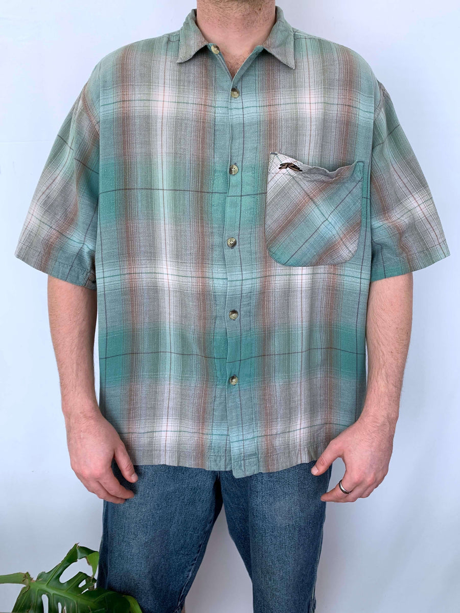 90S RUSTY CHECK BUTTON UP - L/XL