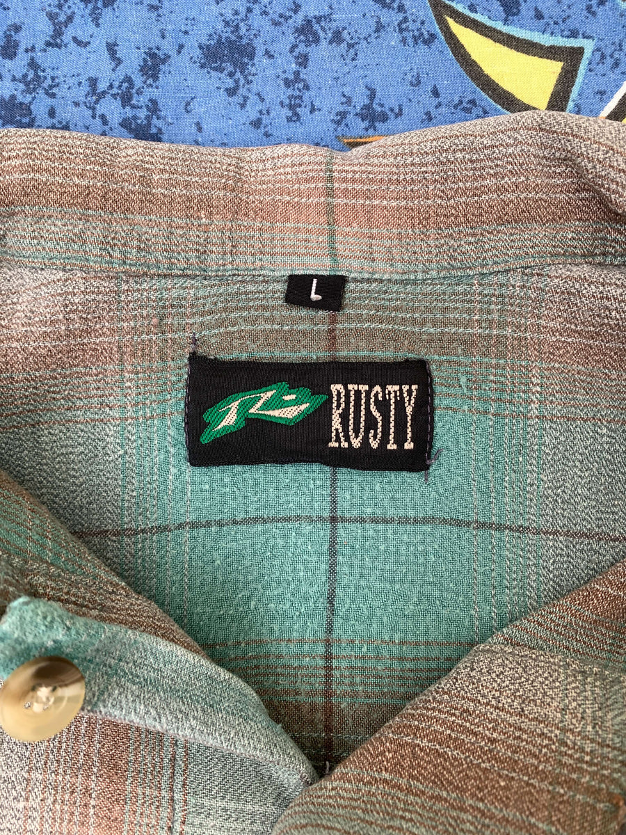 90S RUSTY CHECK BUTTON UP - L/XL