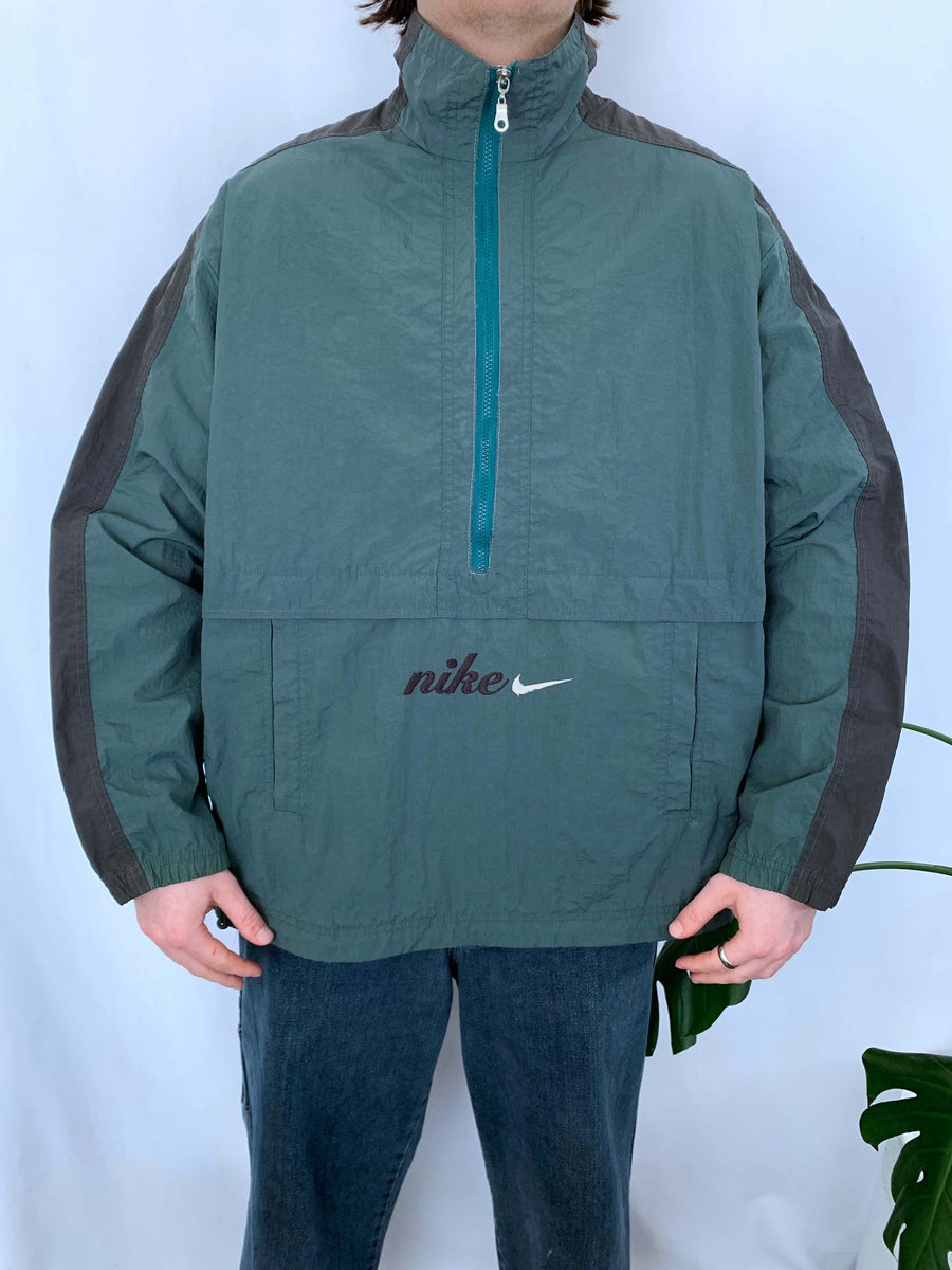 90S NIKE AIR EMBROIDERED HALF ZIP SHELL JACKET - XL