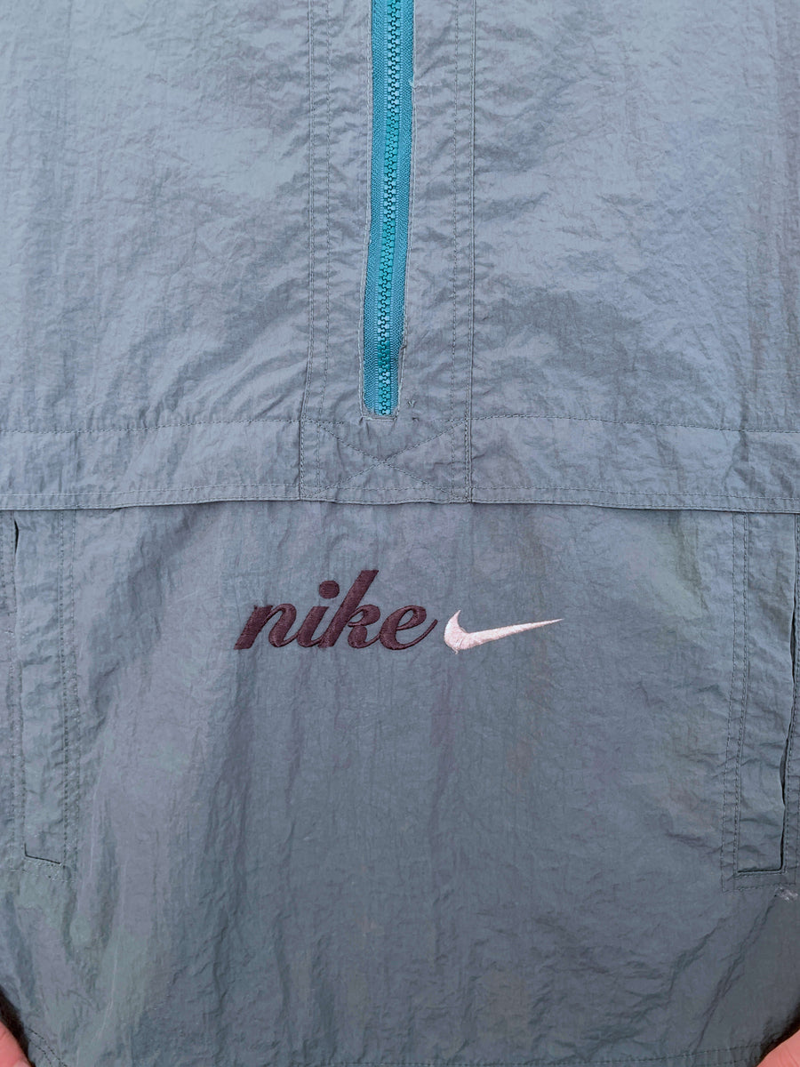 90S NIKE AIR EMBROIDERED HALF ZIP SHELL JACKET - XL