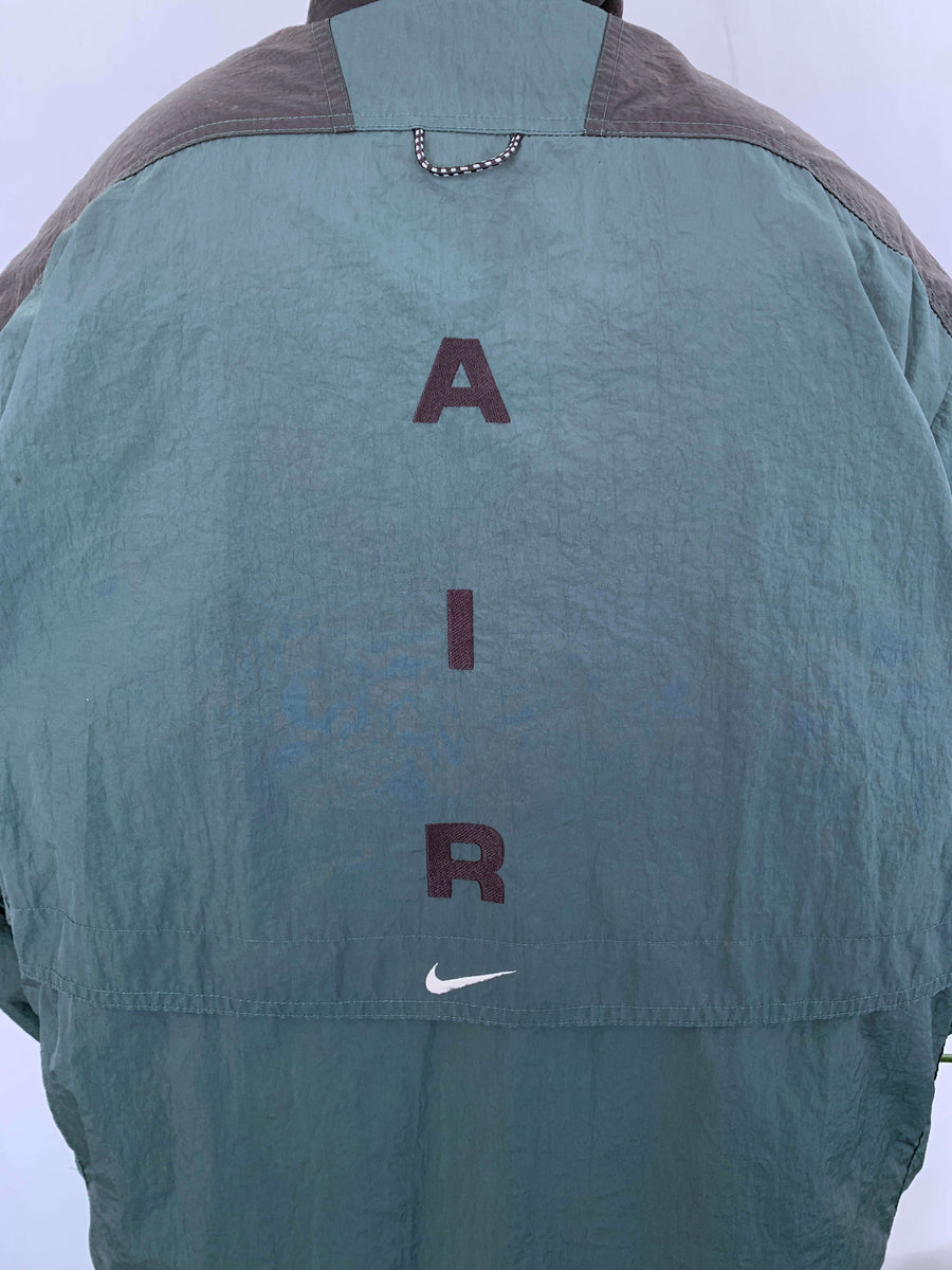 90S NIKE AIR EMBROIDERED HALF ZIP SHELL JACKET - XL