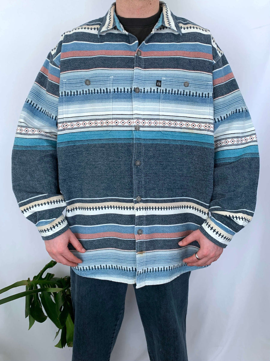 VINTAGE HANG TEN PATTERNED OVERSHIRT - XXL