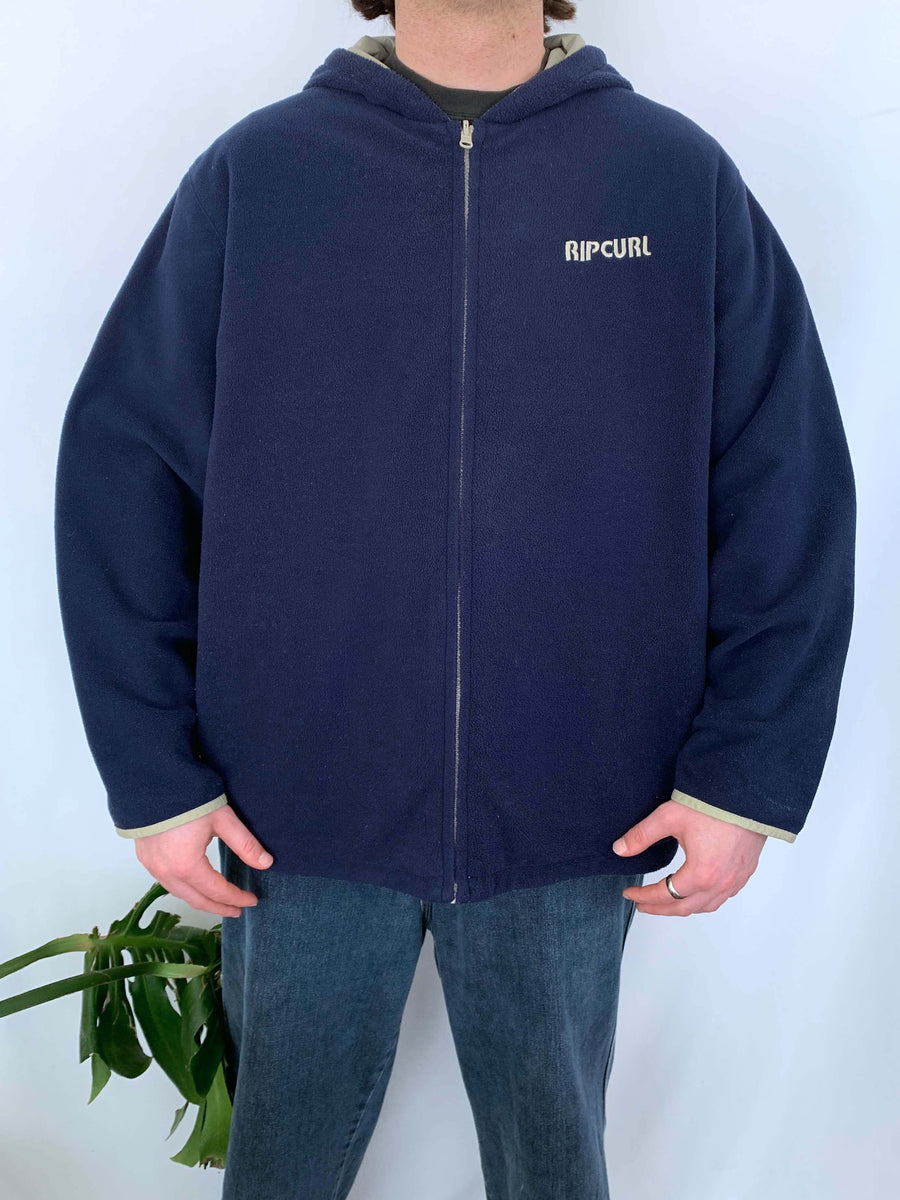 VINTAGE RIP CURL REVERSIBLE FLEECE/SPRAY JACKET - L